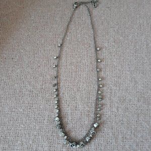 Fossil Necklace--Silver Tone Chain with Dangling Beads